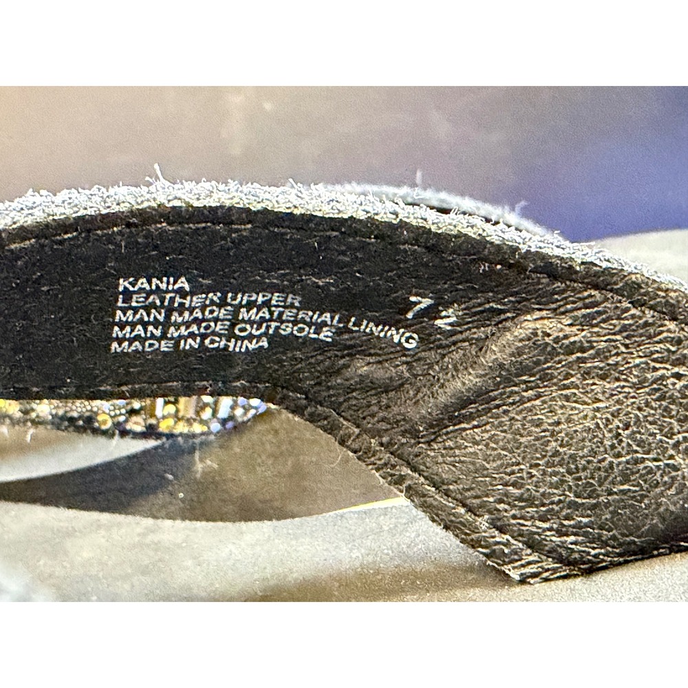 Yellow Box Kania Womens Black Beaded Platform Flip Flops Sandals Gold Silver 7.5 - Picture 6 of 8